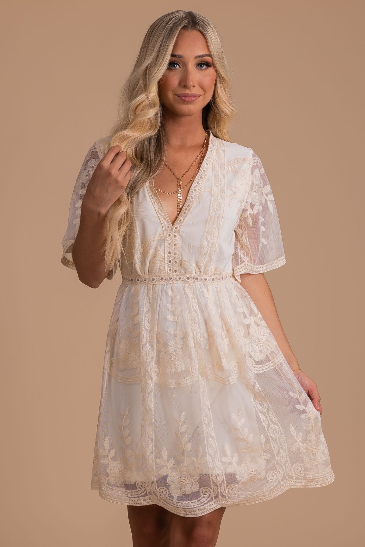 cream lace dress